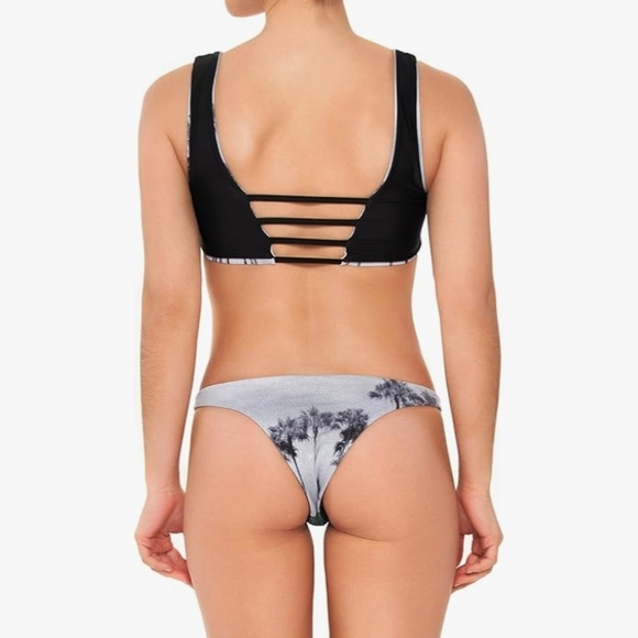 Palm Print Bikini Top - Gray and Green - Picture 6 of 6